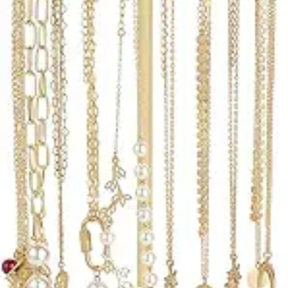 Gold Metal Necklace Holder Jewelry Stand Organizer with 22 Hooks Storage - Picture 7 of 7